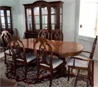 V - FORMAL DINING TABLE, 6 CHAIRS & CHINA HUTCH