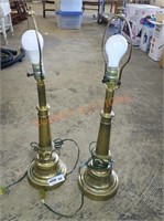 Brass table lamp pair