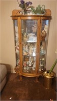 LIGHTED CURVED GLASS CURIO - 32" X 12" X 62"