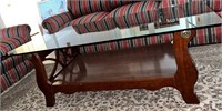 V - COFFEE TABLE W/ GLASS TOP