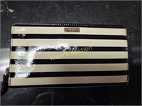 kate spade patent leather black and white wallet