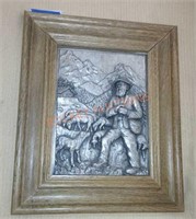 Vintage French pewter 3d wall picture