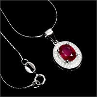Natural Oval Red Ruby 8x6 MM Pendant/Necklace