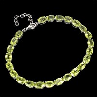 Natural Unheated Oval Green Peridot Bracelet
