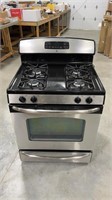 Stainless and Black Gas Range