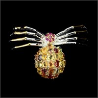 Natural Ruby & Sapphire Spider Brooch