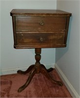 SMALL TABLE W/ 2 DRAWERS -AS IS - NEEDS REPAIR
