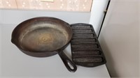 CAST IRON FRYING PAN & CORNBREAD PAN