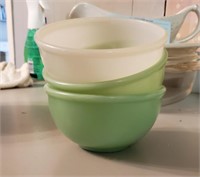 3 SMALL FIRE KING BOWLS - 2 ARE JADEITE