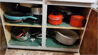 CABINET FULL OF POTS & PANS