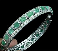 Natural Unheated Emerald &  Sapphire Bangle