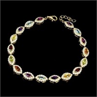 Natural Rhodolite Garnet & Multi Gems Bracelet
