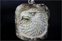 Hand Carved Antler Eagle Pendant