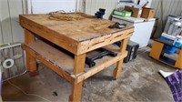 WORK TABLE ON WHEELS W/ VISE - 4' X 4' X 39"