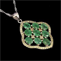 Natural Unheated Emerald & Sapphire Necklace