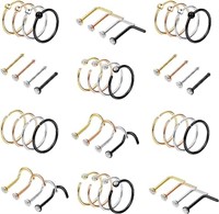 LOYALLOOK 48Pcs 316L Stainless Steel Nose Ring H