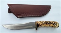 8.7" Stainless & Faux Antler Hunting Knife
