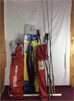 Sport Brella& Message Chair, Ski & Fishing Poles