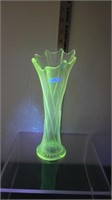 Vintage Clear Swung Vase-Glows Uranium
