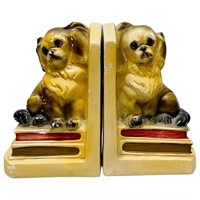 Vintage Chalkware Bookends Dogs