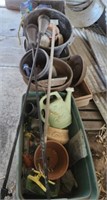 Joblot of planters, Tiki torches, poly tubs