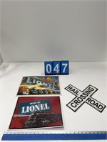 3- NEW TRAIN SIGNS- 2 LIONEL - 1 RR CROSSING