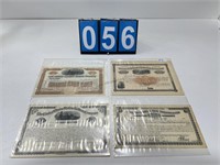 4-ASSORTED EARLY RAILROAD STOCK CERTS