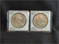 2 - CANADIAN 1935 & 1936 .800 SILVER DOLLARS