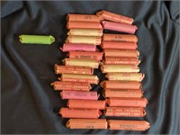 27 ROLLS OF UNSEARCHED WHEAT PENNIES