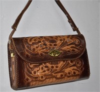 Vintage 60's Clifton's Tooled Leather Purse. MINT