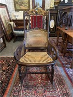 Caned Painted Wicker Rocking Chair