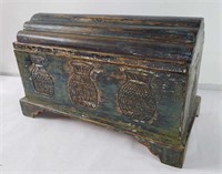 Vintage hand-painted carved wooden chest