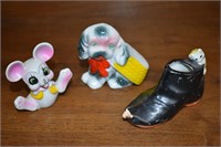 Vtg Whimsical Mouse, Dog, Puss 'N Boots Figures