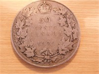 Monnaie Canada 0.50c 1922 92%.5 argent