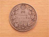 Monnaie Canada 0.50c 1920 92%.5 argent