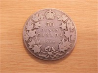 Monnaie Canada 0.50c 1910 92%.5 argent