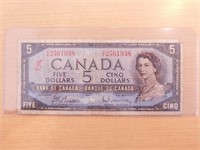 Monnaie Canada 5$ papier série 1954