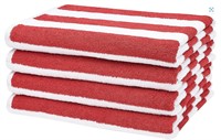 Amazon Basics Cabana Stripe Beach Towel 4Pk Red
