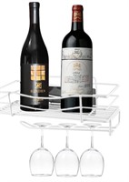 Home-X Adhesive Shelf with Stemware Rack