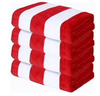 Mezcla 35"x70" Cabana Stripe Beach Towels 4 PK Red