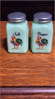Jadeite Rooster Salt and Pepper Shakers