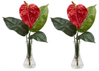 Nearly Natural 1286 Anthurium with Bud Vase