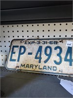 2 Blue & White Maryland Tags 1968