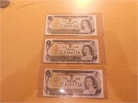 Monnaie 3x1$ papier série 1973 Canada