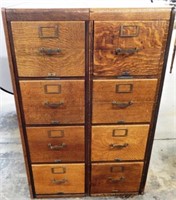 Antique Side-By-Side Wooden File Cabinet