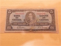 Monnaie 5$ série 1937 Canada