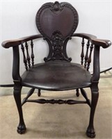 Antique Claw Foot Parlor Arm Chair