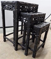 Heavily Carved 3-Piece Nesting Tables