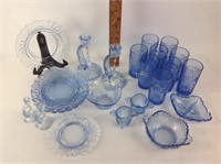 Cambridge caprice blue glassware including