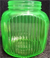 Hoosier Uranium Glass Coffee Jar with Paper Label